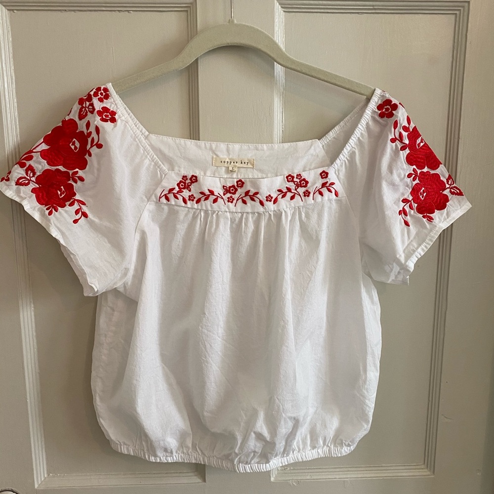 Off the shoulder printed blouse